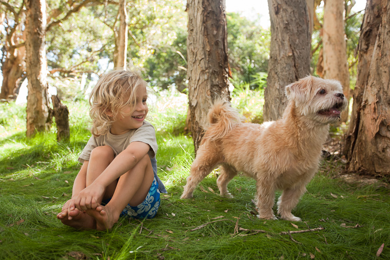 Family photography in Centennial Park, Sydney. Boy surrounded by nature.