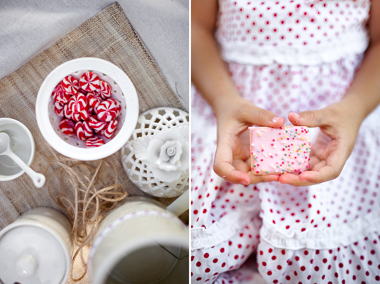 Girls family shoot, styled with red and white picnic theme