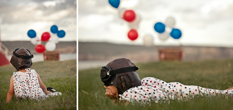 Boy at lighthouse, styled shoot with red and white theme.