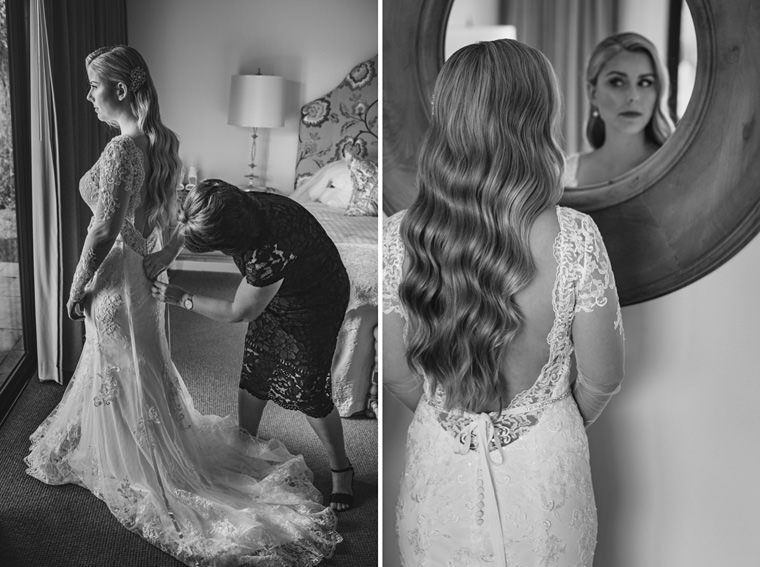 Bride Whitney preparing at May Gibbs Cottage, Bendooley Estate