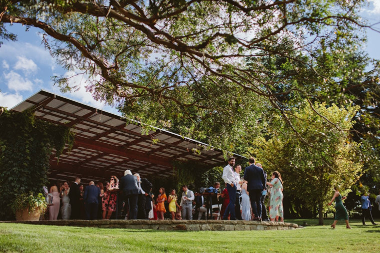 Elegant wedding portrait of the bride and groom at Bendooley Estate gardens