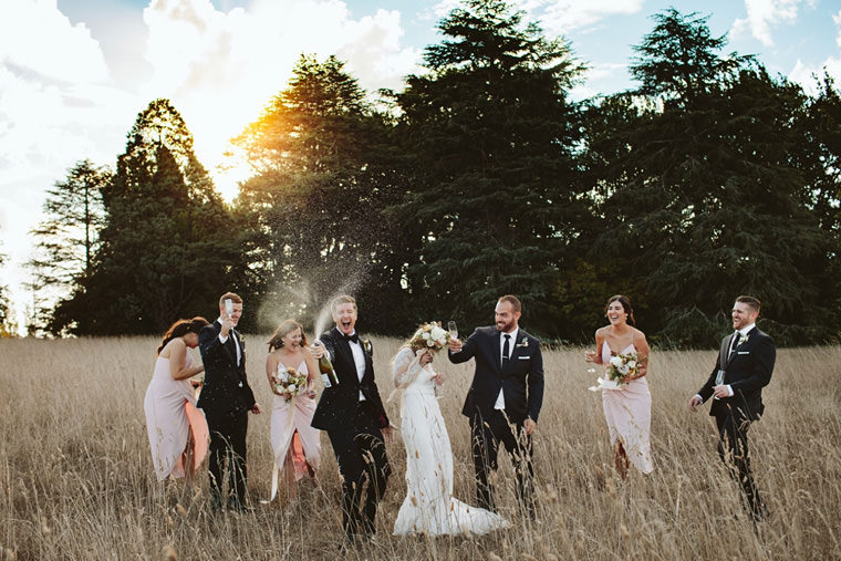 Elegant wedding portrait of the bride and groom at Bendooley Estate gardens