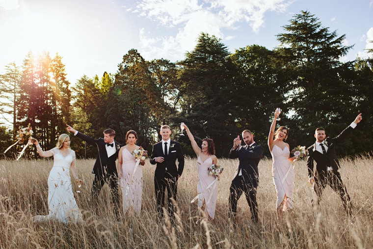 Elegant wedding portrait of Whitney and Rohan at Bendooley Estate gardens