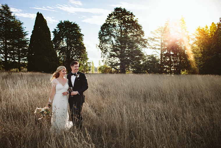 Elegant wedding portrait of Whitney and Rohan at Bendooley Estate gardens