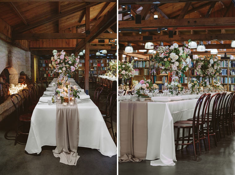 Wedding reception at Bendooley Estate Book Barn