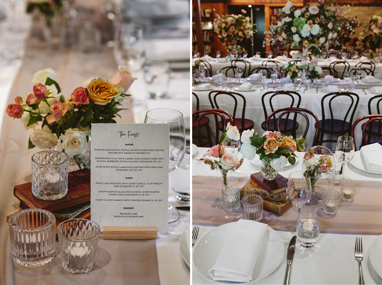 Wedding reception at Bendooley Estate Book Barn