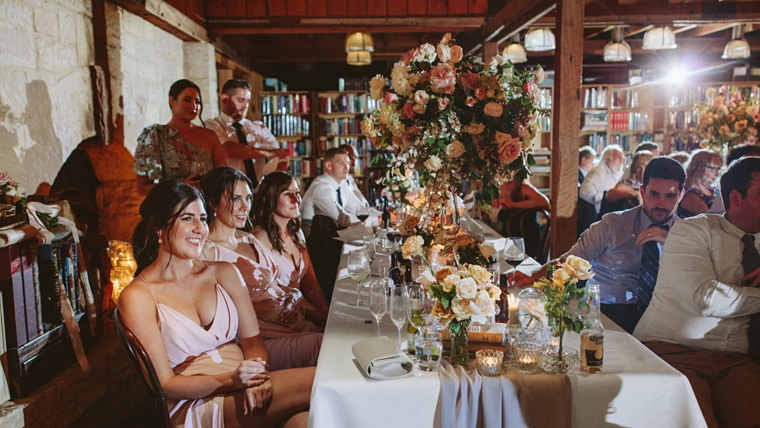 Wedding reception at Bendooley Estate Book Barn
