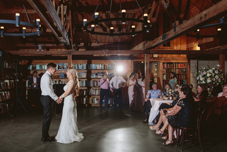 First dance at Bendooley Estate Book Barn