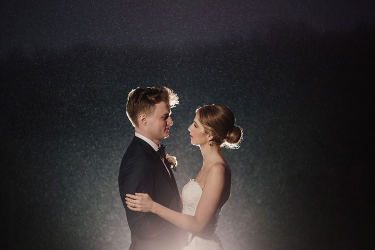 Night shot of bride and groom at Bendooley Estate