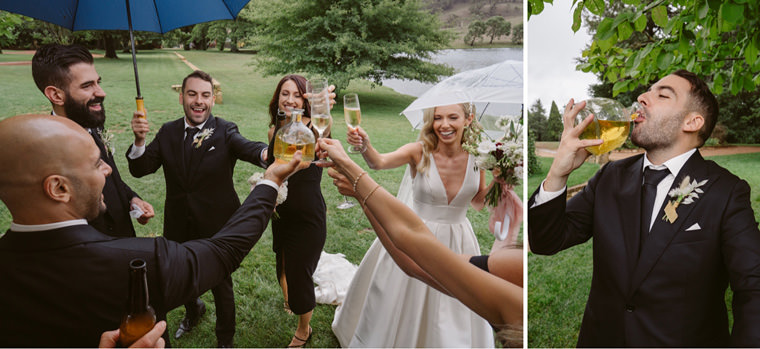 Rainy but beautiful wedding day at Bendooley Estate, captured by Hilary Cam Photography