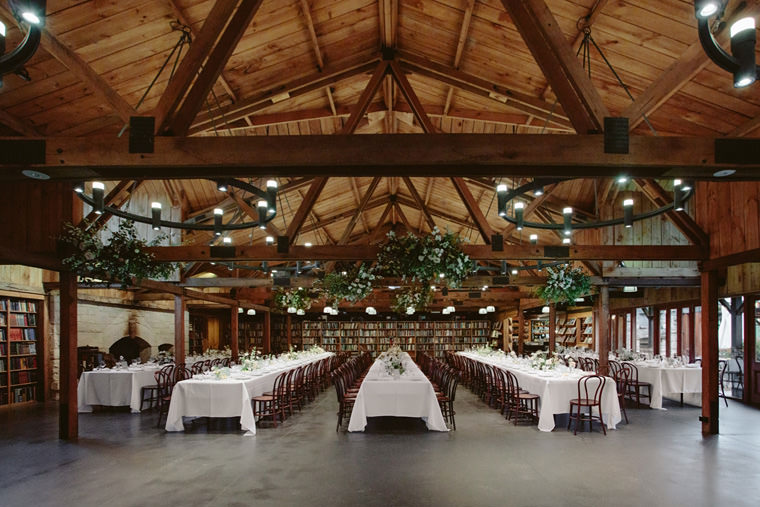 Reception at the Book Barn, Bendooley Estate, elegantly captured by Hilary Cam Photography.