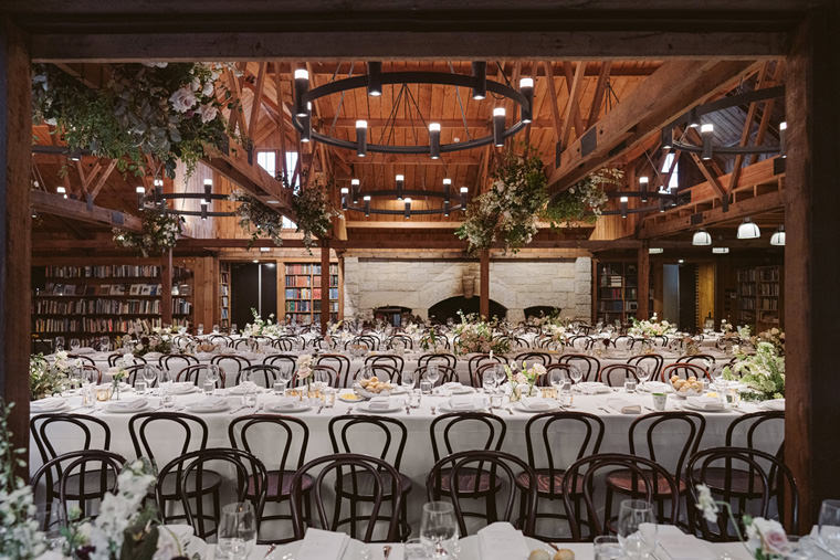 Reception at the Book Barn, Bendooley Estate, elegantly captured by Hilary Cam Photography.
