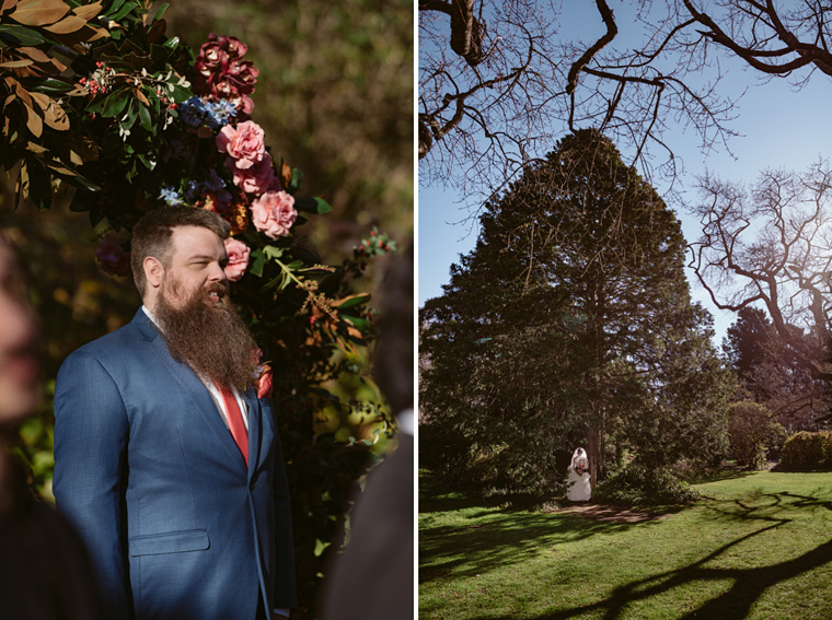 Groom awaits bride at ceremony.