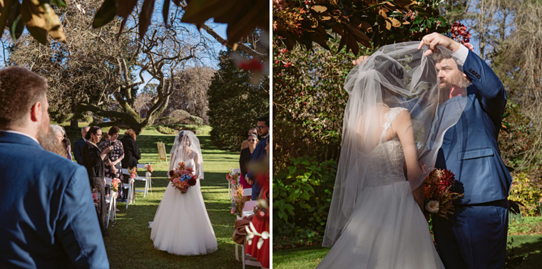 Bride walks down aisle