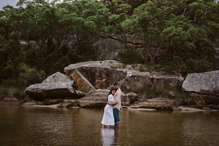 Sydney beach prewedding engagement photos at Wattamolla beach.