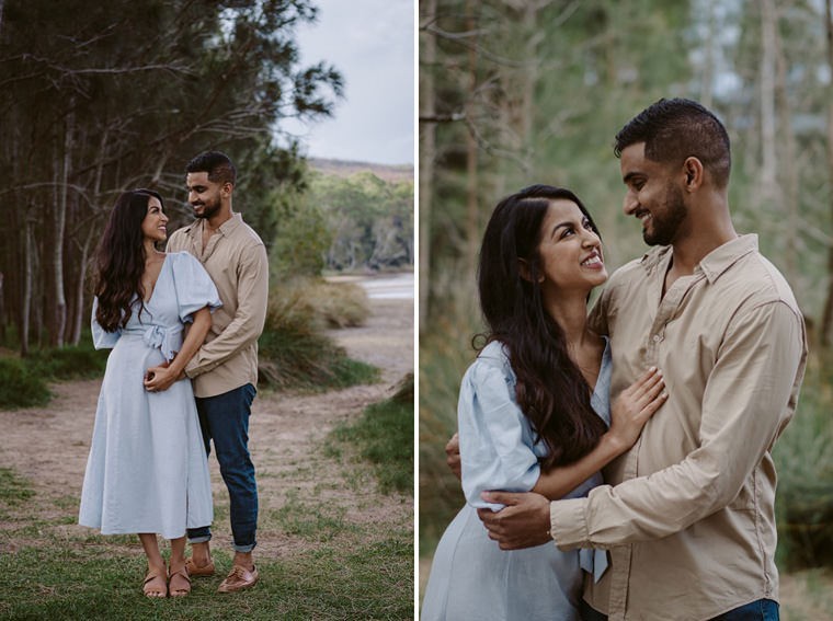 Sydney beach prewedding engagement photos at Wattamolla beach.