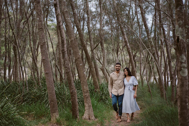 Sydney beach prewedding engagement photos at Wattamolla beach.