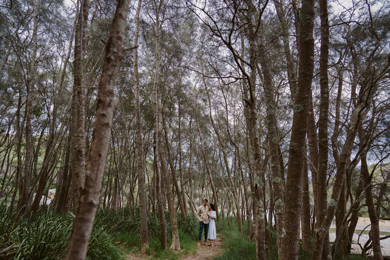Sydney beach prewedding engagement photos at Wattamolla beach.