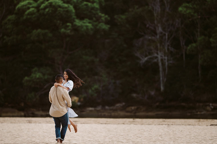 Sydney beach prewedding engagement photos at Wattamolla beach.