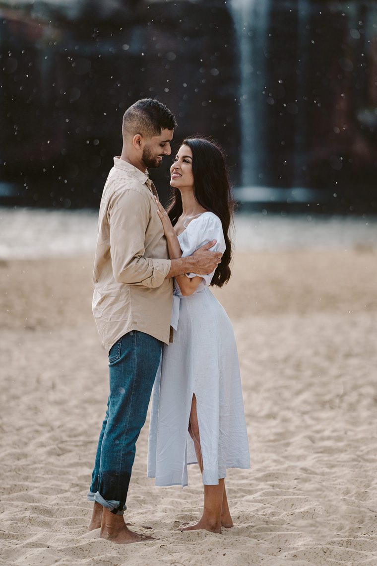 Sydney beach prewedding engagement photos at Wattamolla beach.