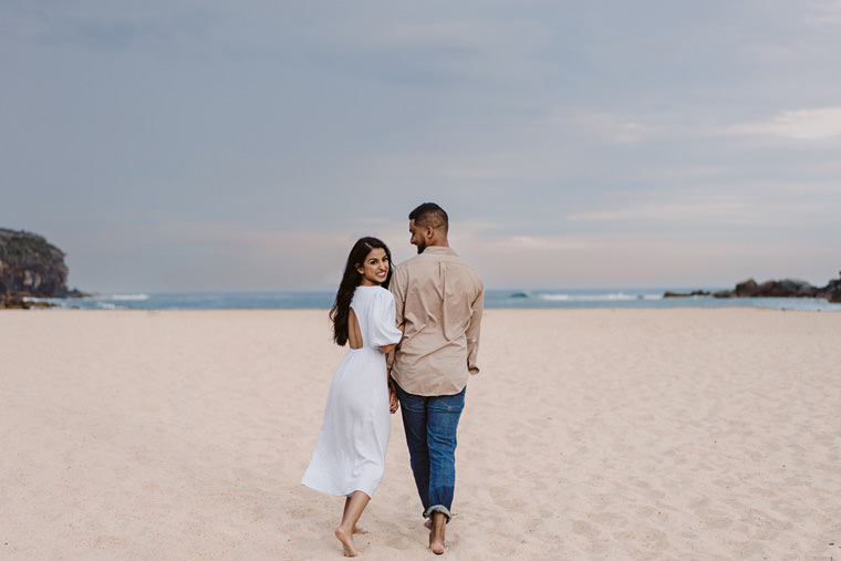 Sydney beach prewedding engagement photos at Wattamolla beach.