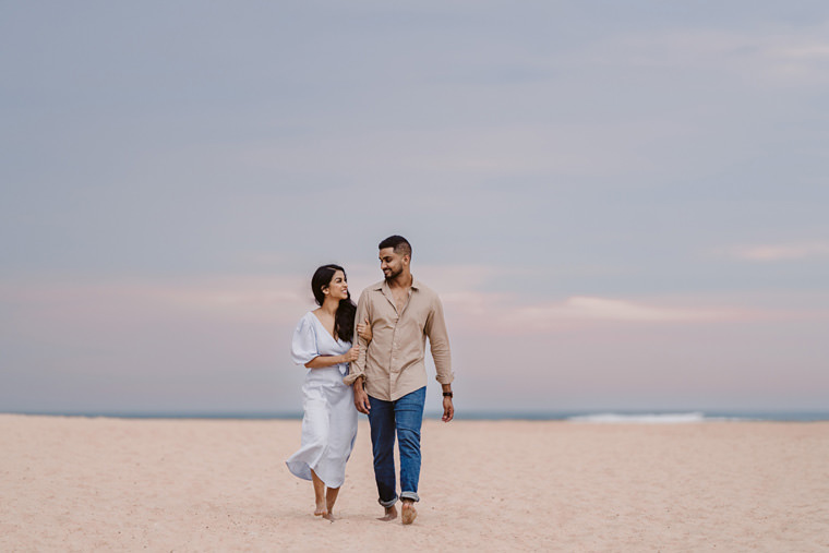 Sydney beach prewedding engagement photos at Wattamolla beach.
