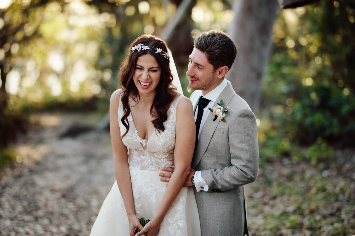 The couple shares a quiet moment together, their love captured in a candid portrait.